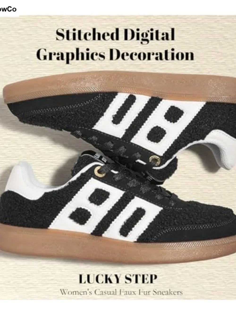 Faux Suede Faux Fur Low Top Sneakers Women's Casual Retro Gum Sole